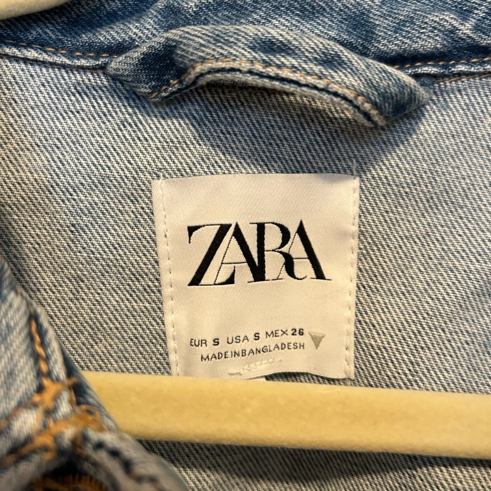 Zara Light Blue Cropped Denim Jacket - Picture 2 of 2